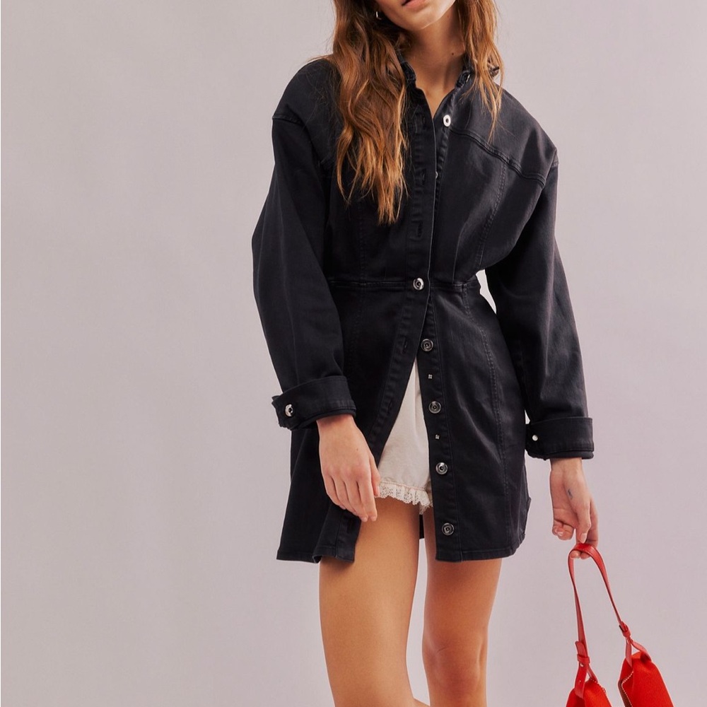 Free People Amber Denim Dress NWT in Black Size: 2